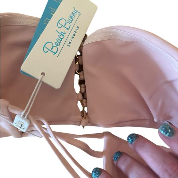 Beach bunny Large bandeau bikini top NWT blush pink - Picture 6 of 7